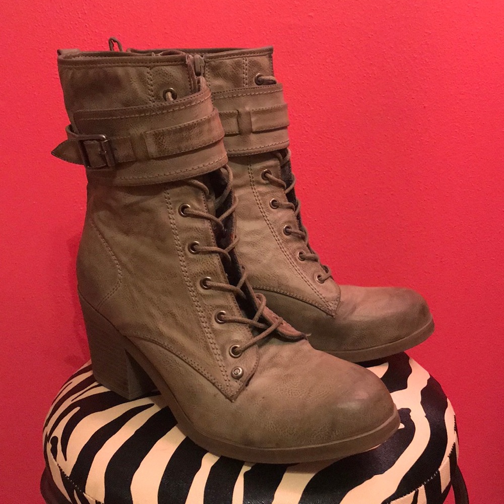 High heeled combat boots